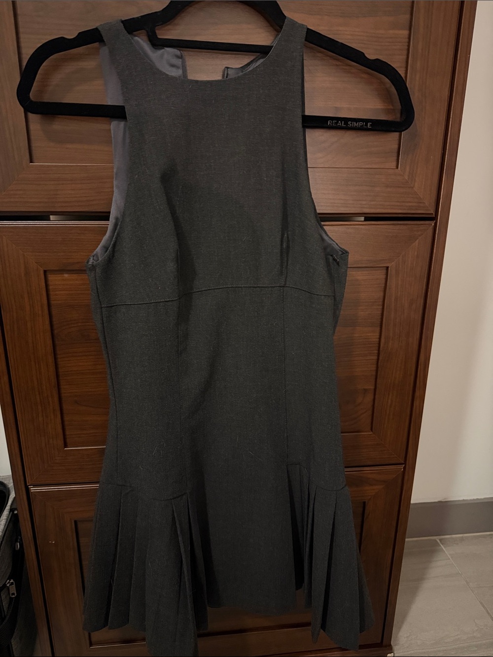 Zara Charcoal Sleeveless Pleated-Hem Mini Dress